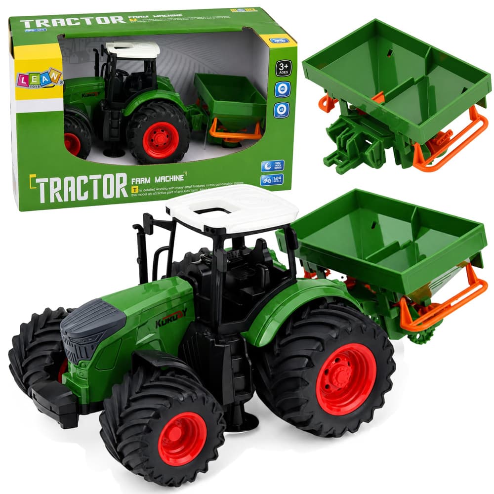 Kmetijski traktor LEAN TOYS 1:24 s sejačem, zelena