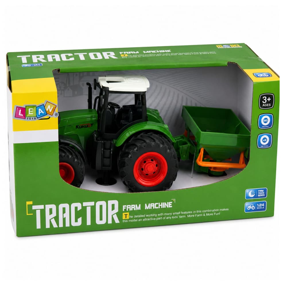 Kmetijski traktor LEAN TOYS 1:24 s sejačem, zelena 6