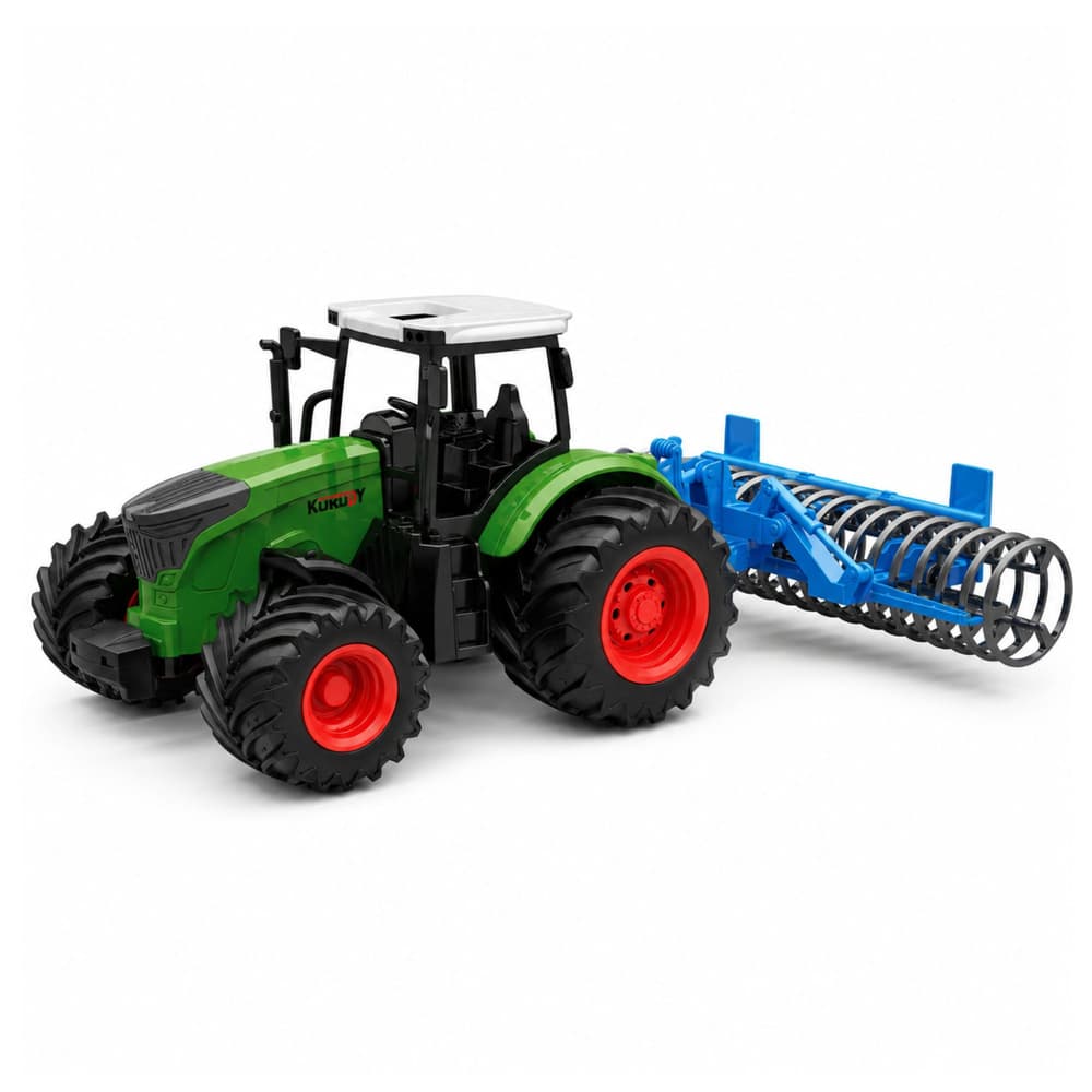 LEAN TOYS Traktor kmetijski z valjem, zelen 1:24 2
