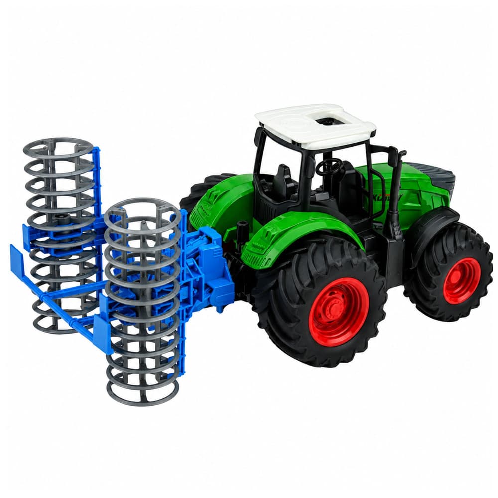 LEAN TOYS Traktor kmetijski z valjem, zelen 1:24 3