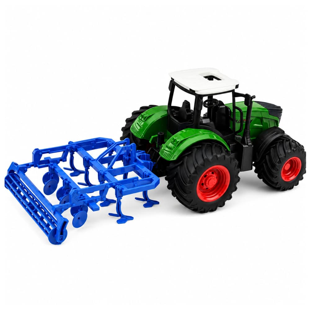 LEAN TOYS Traktor kmetijski z kultivatorjem, agregat, zelen, 1:24 3