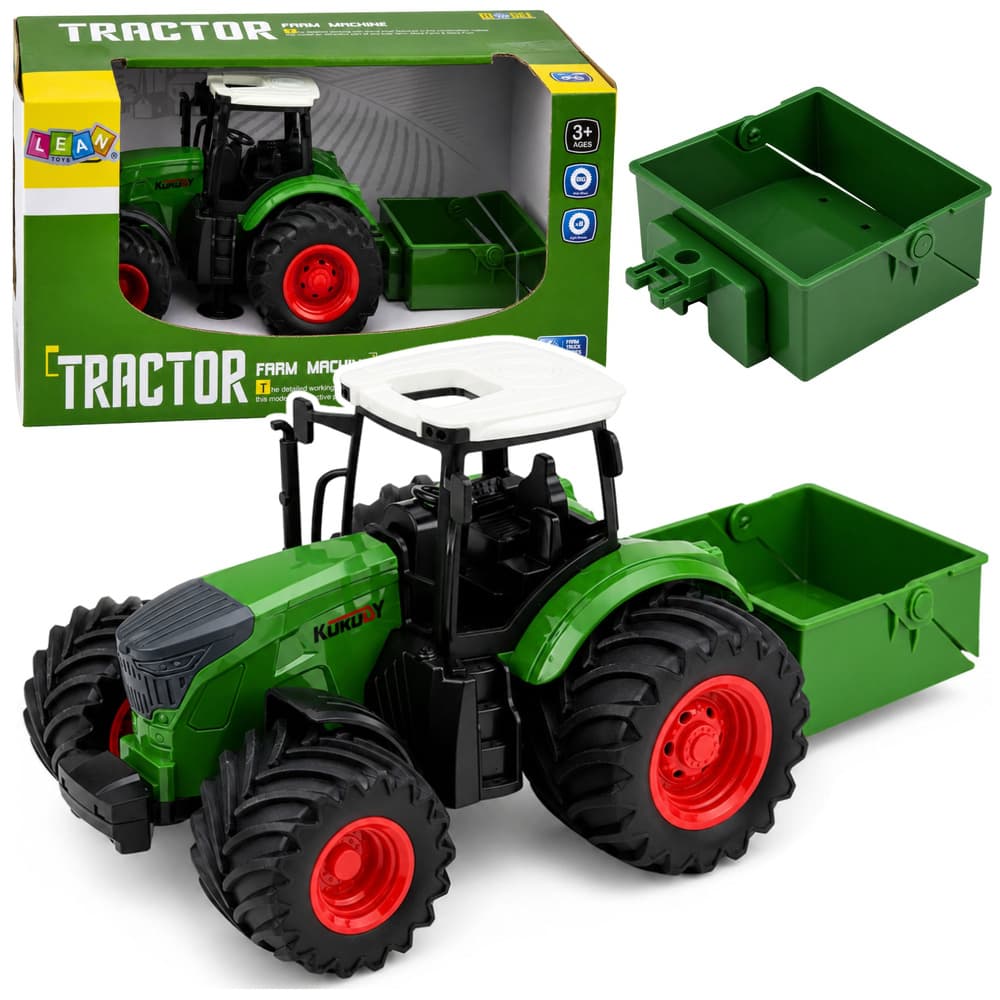 Traktor kmetijski LEAN TOYS 1:24 z razsipalnikom gnojila, zelena