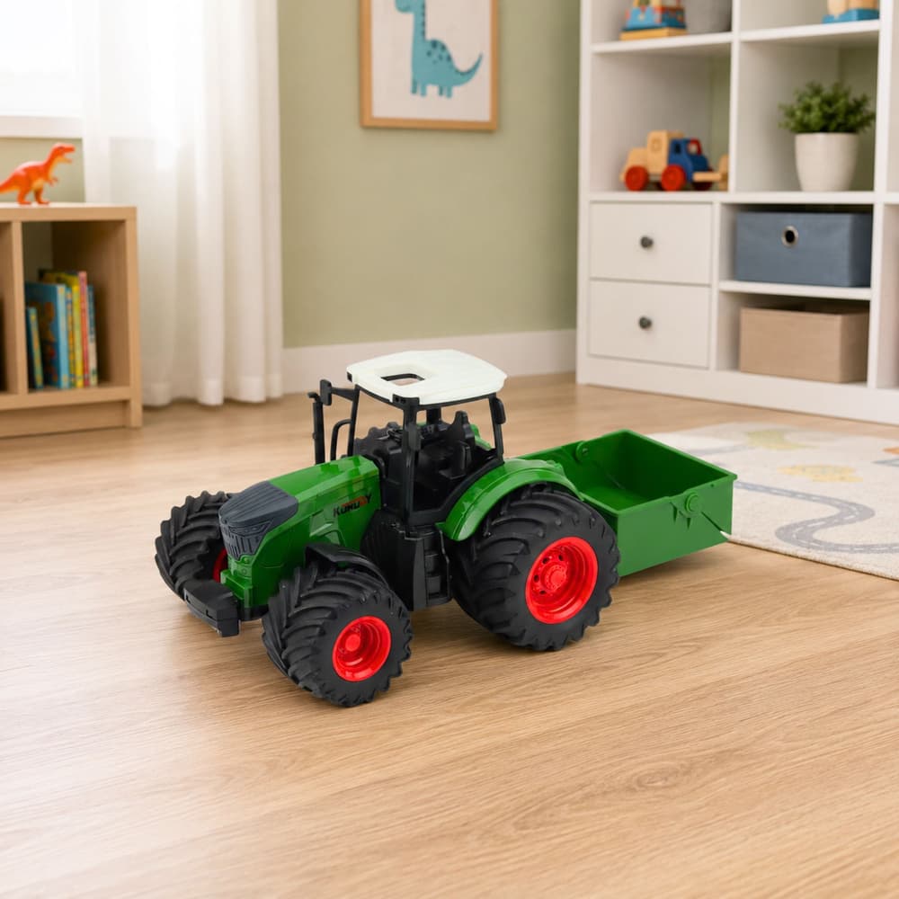 Traktor kmetijski LEAN TOYS 1:24 z razsipalnikom gnojila, zelena 4