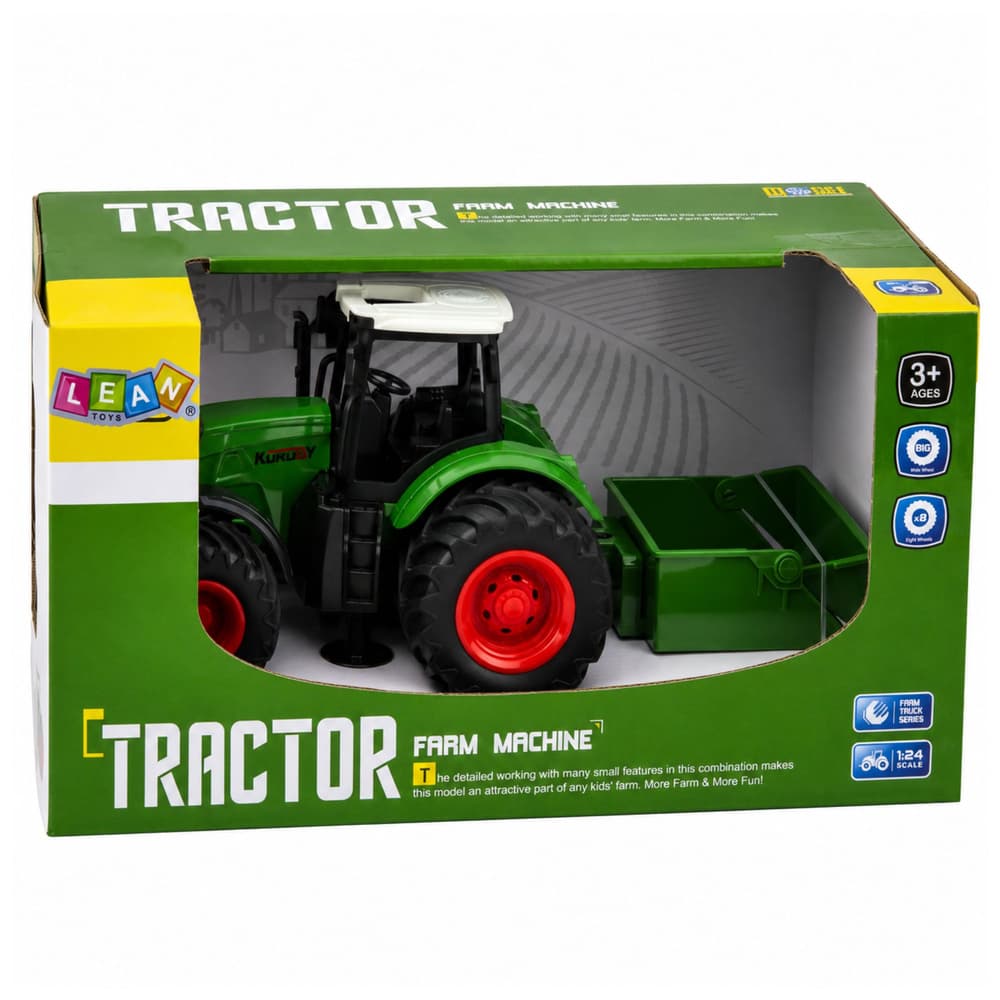 Traktor kmetijski LEAN TOYS 1:24 z razsipalnikom gnojila, zelena 6