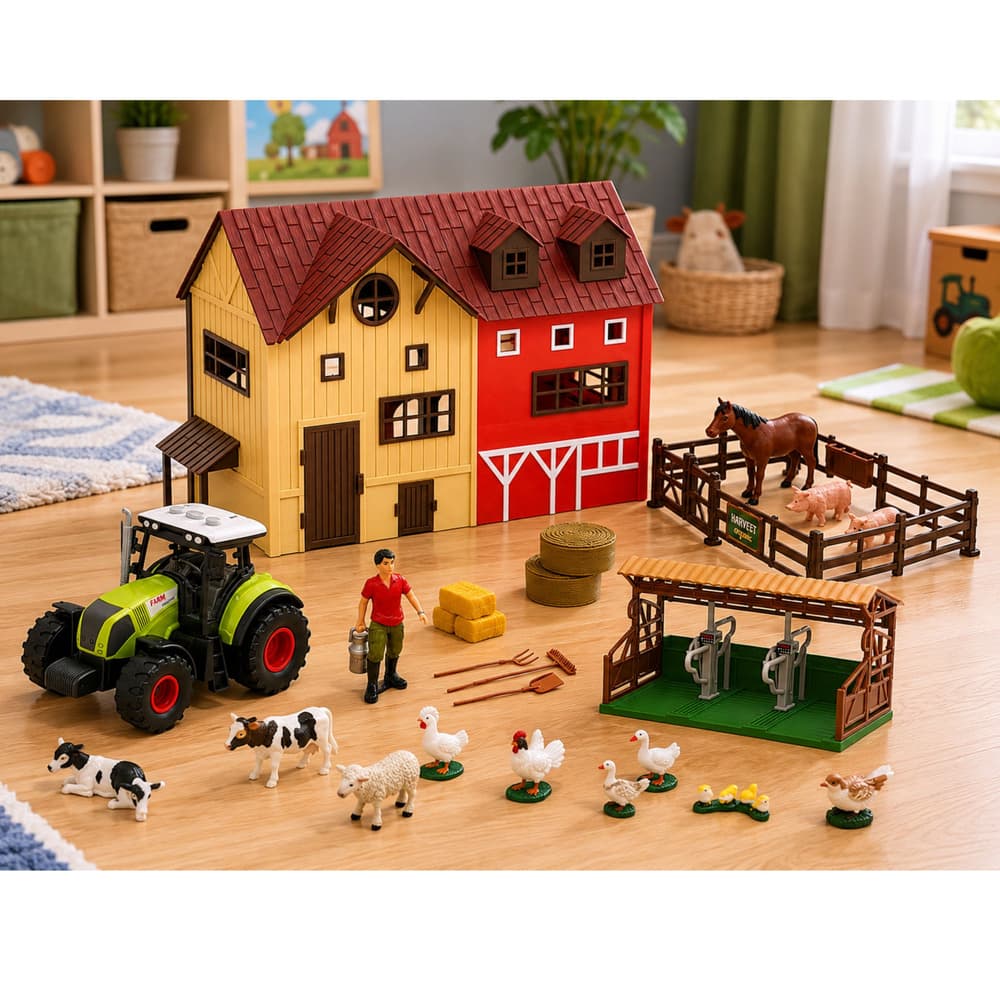 Set Farma s traktorjem, hlevom, živalmi in LED lučmi 5