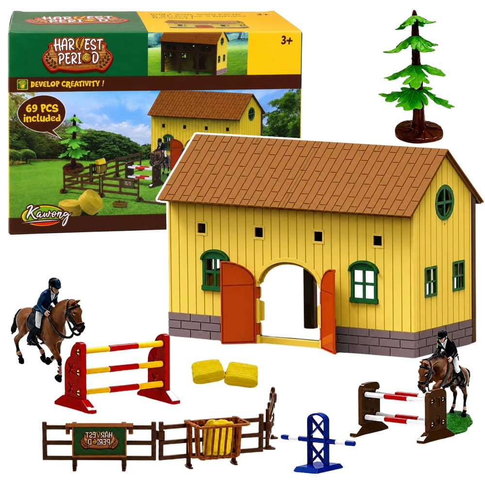 LEAN TOYS Set Farma, Konjski Hlev, Prečki, Figurice, 69 el.