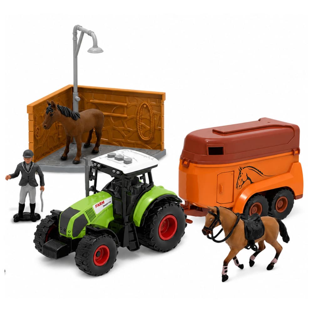 LEAN TOYS Set Farma, Konjska Stadiona, Traktor, Tor s Preprekami, Konji, Figurice, 72 el. 2