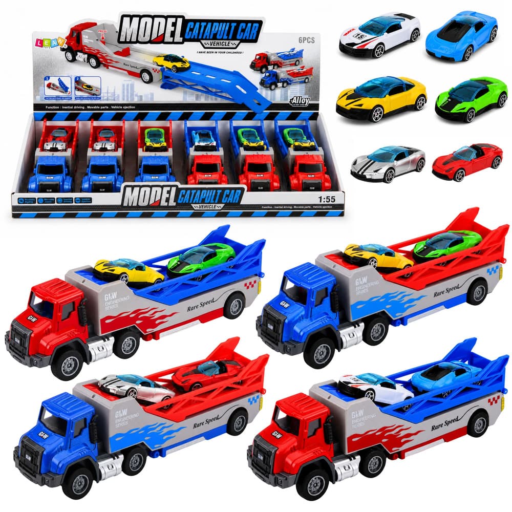 Tovornjak transporter LEAN TOYS 1:55, z avtomobilčki