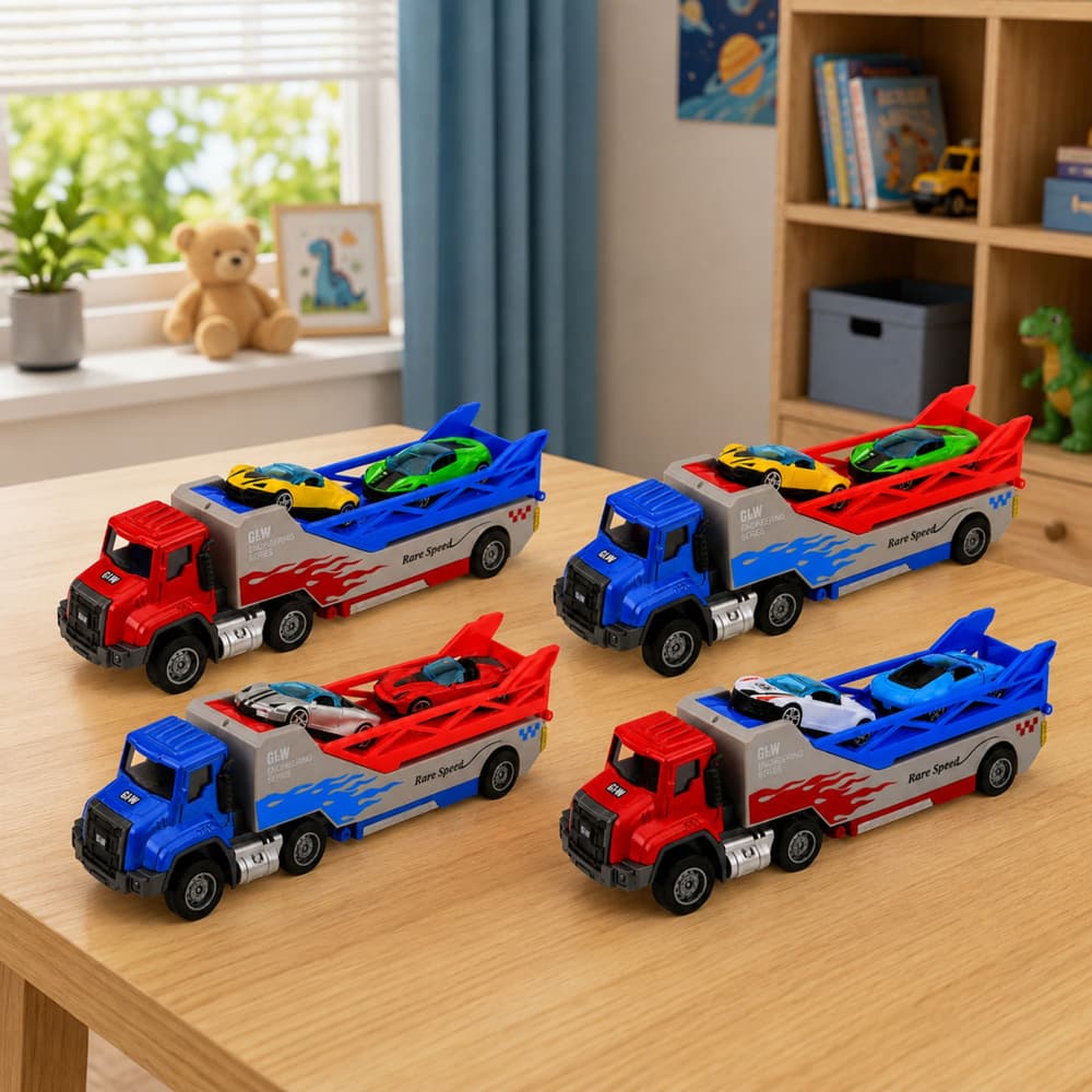 Tovornjak transporter LEAN TOYS 1:55, z avtomobilčki 7