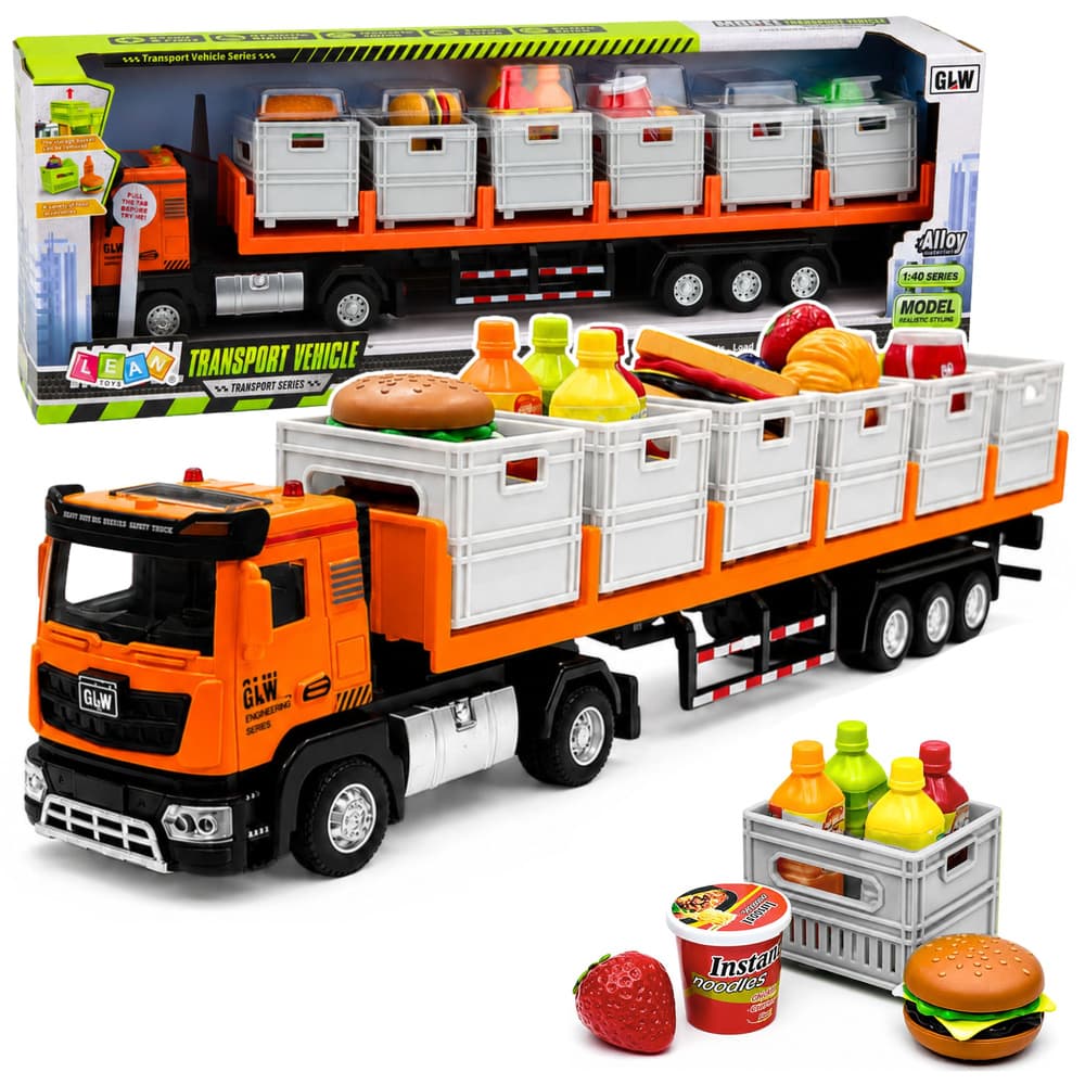 Tovornjak LEAN TOYS za živila, baterijski, oranžni 1:40