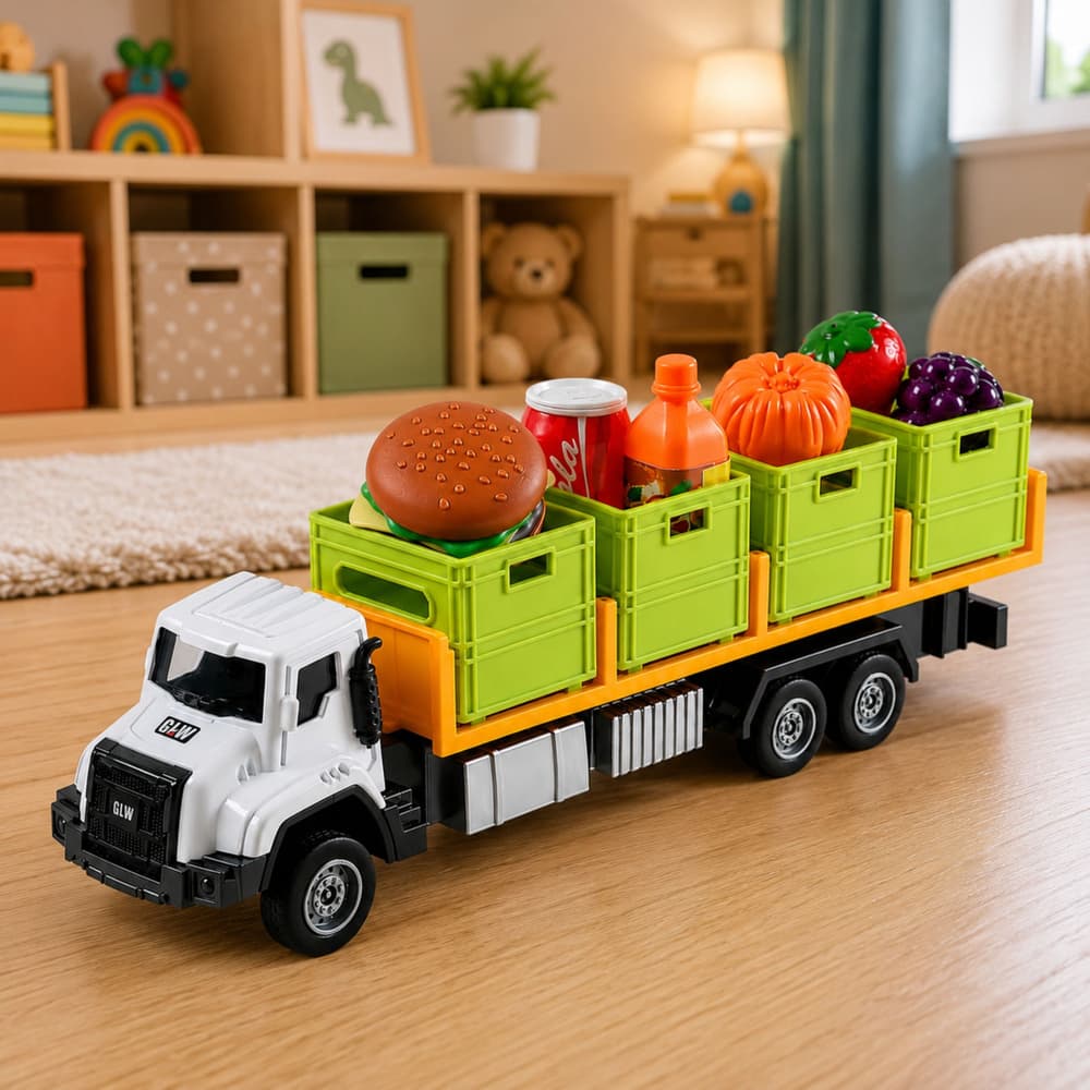 Tovornjak LEAN TOYS za živila, zeleni 1:55 5