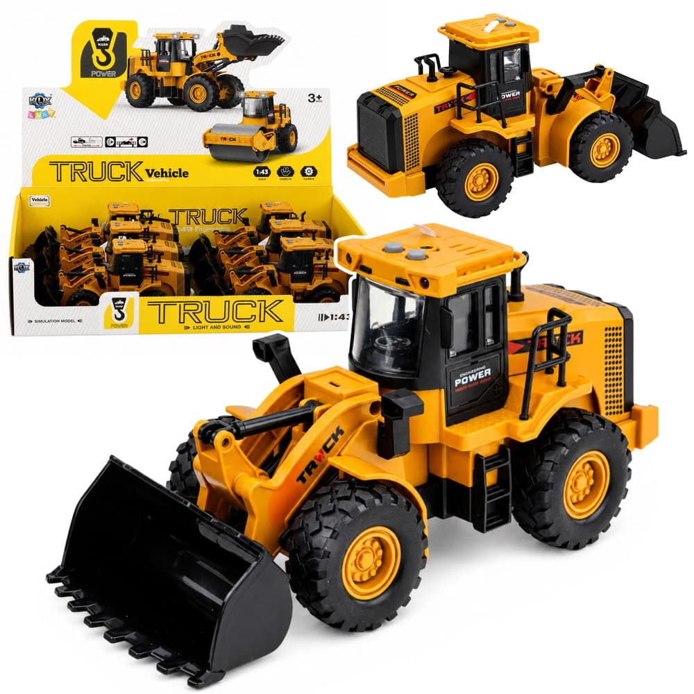 Gradbeno vozilo LEAN TOYS Bager z gibljivo žlico, rumena 1:43