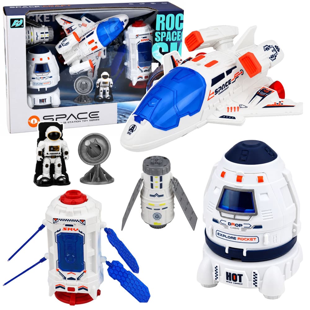LEAN TOYS Komplet vesoljsko plovilo, satelit, kapsula in astronaut