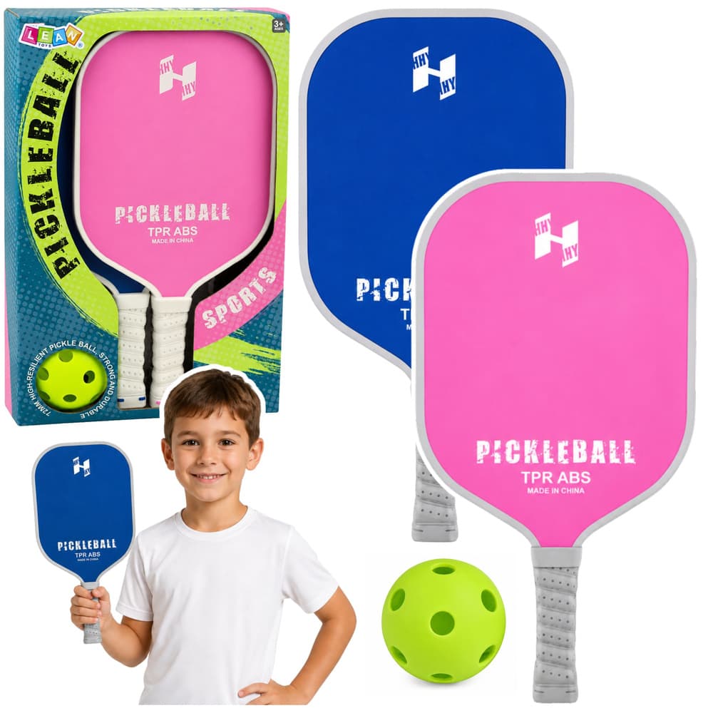 Set za pickleball LEAN TOYS, paletke in žogica, roza-modri