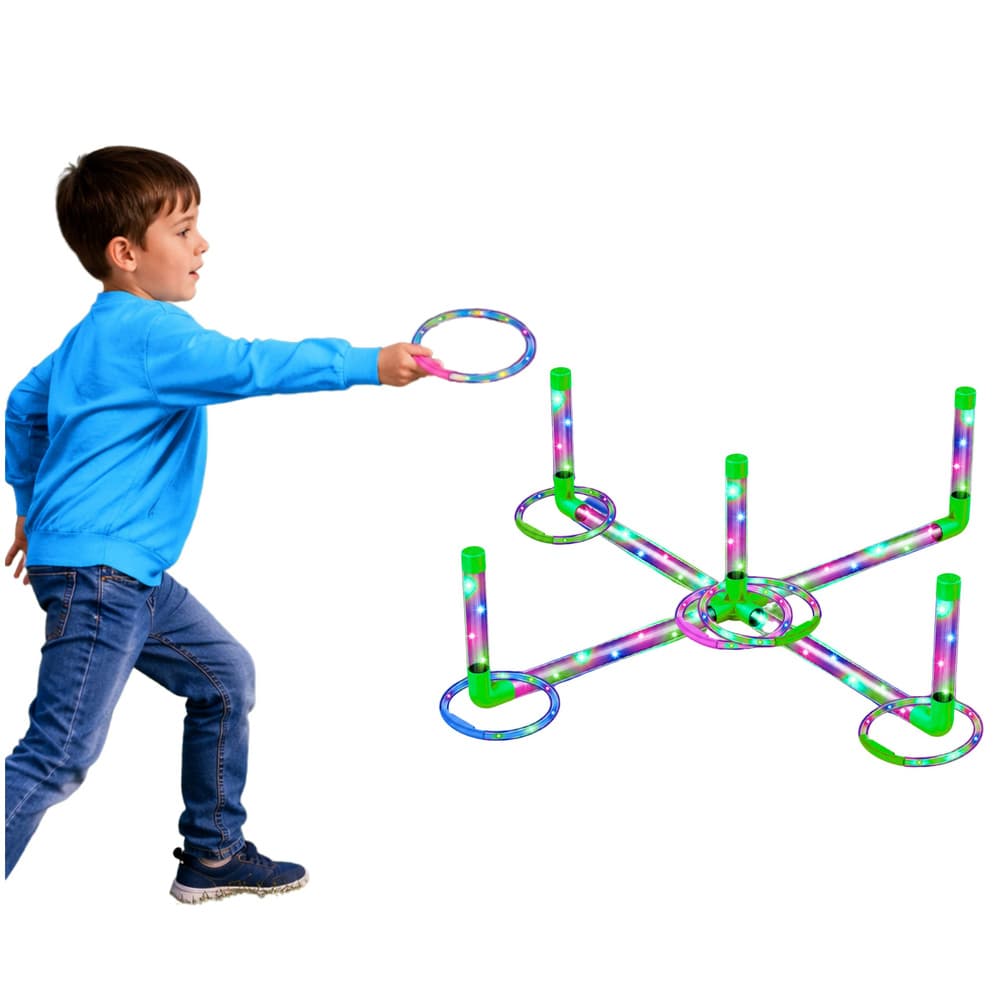 Igra Lean Toys Ringo LED obroči - metanje v cilj, 3 načini luči 2