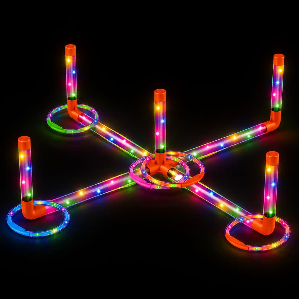 Igra Lean Toys Ringo LED obroči - metanje v cilj, 3 načini luči 4