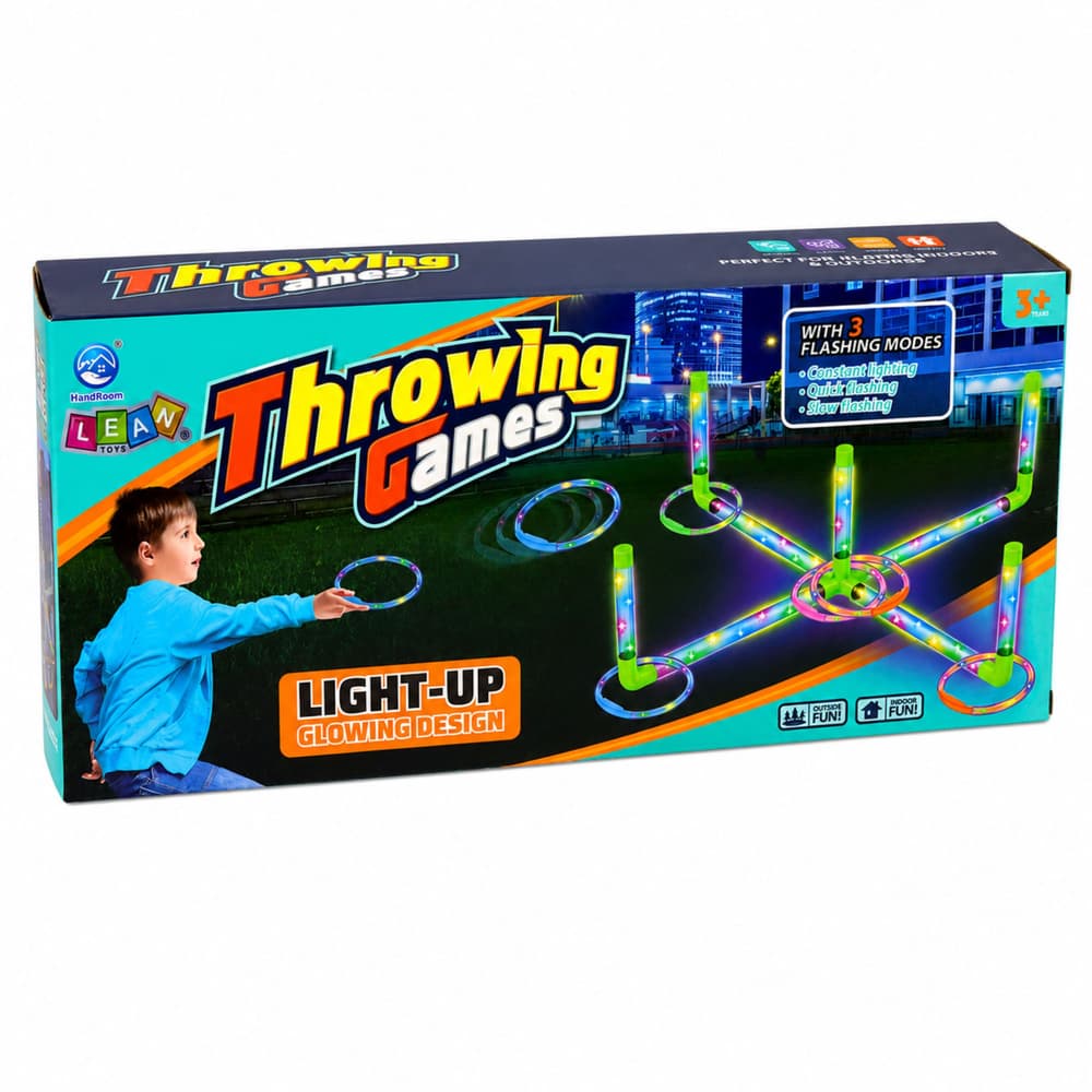 Igra Lean Toys Ringo LED obroči - metanje v cilj, 3 načini luči 6
