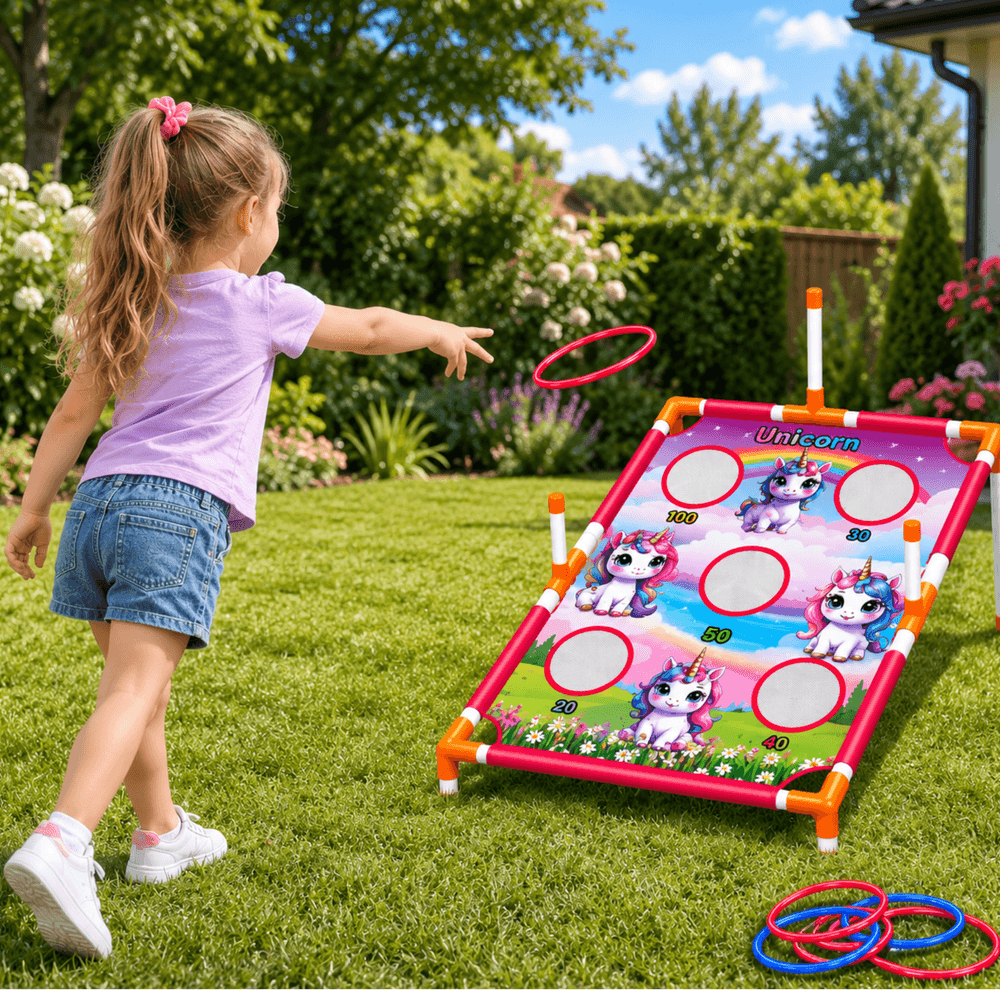 Igra spretnosti LEAN TOYS 4v1 Met v cilj, enorožci 5