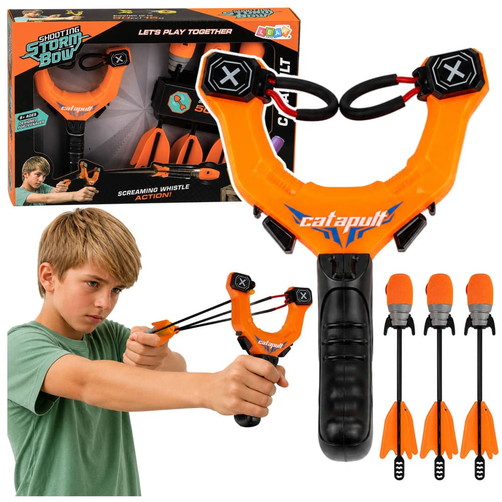 Lovski lok s piskičimi puščicami LEAN TOYS, oranžni