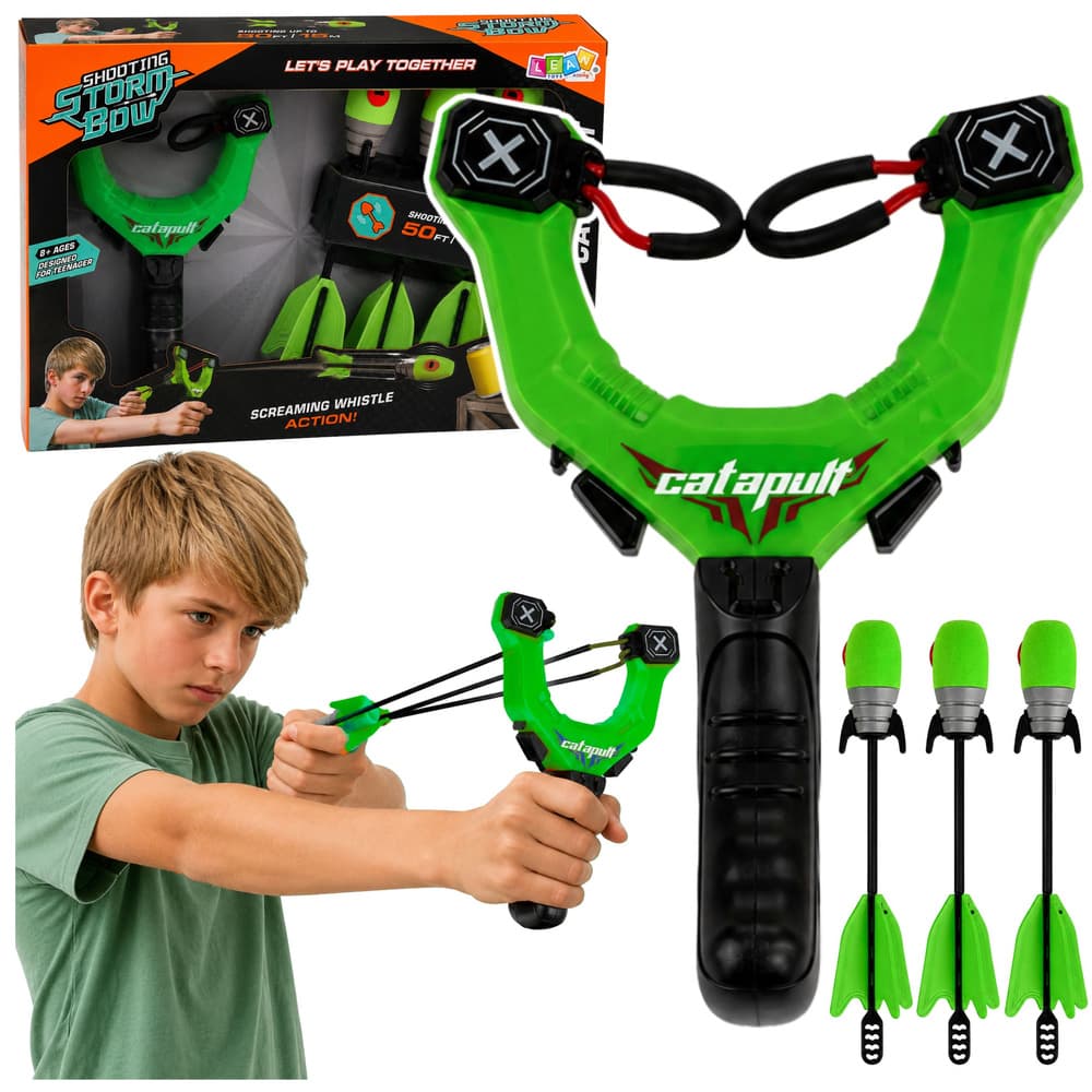 Lovski lok s piskičimi puščicami LEAN TOYS, zeleni