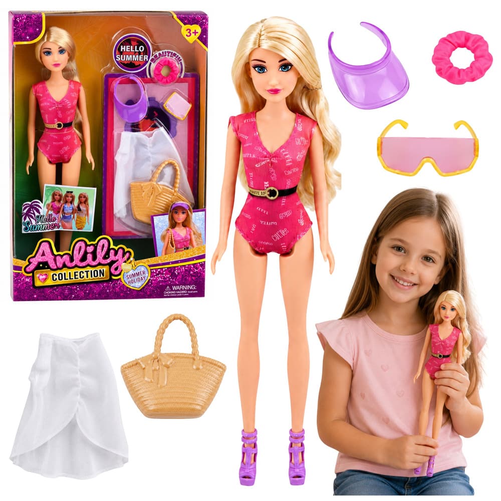 LEAN TOYS Lutka Anlily Plażowiczka s plažnimi dodatki