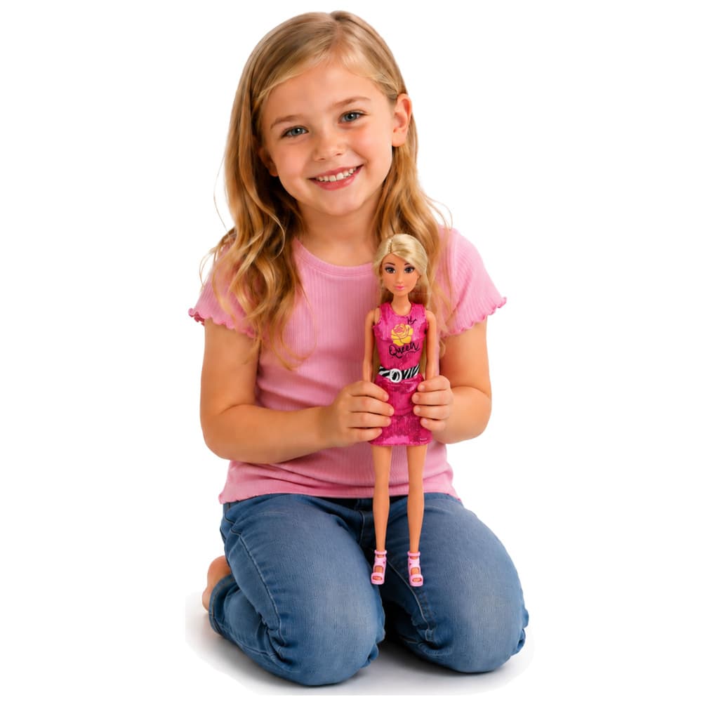 LEAN TOYS Lutka Anlily v roza obleki z dodatki 2