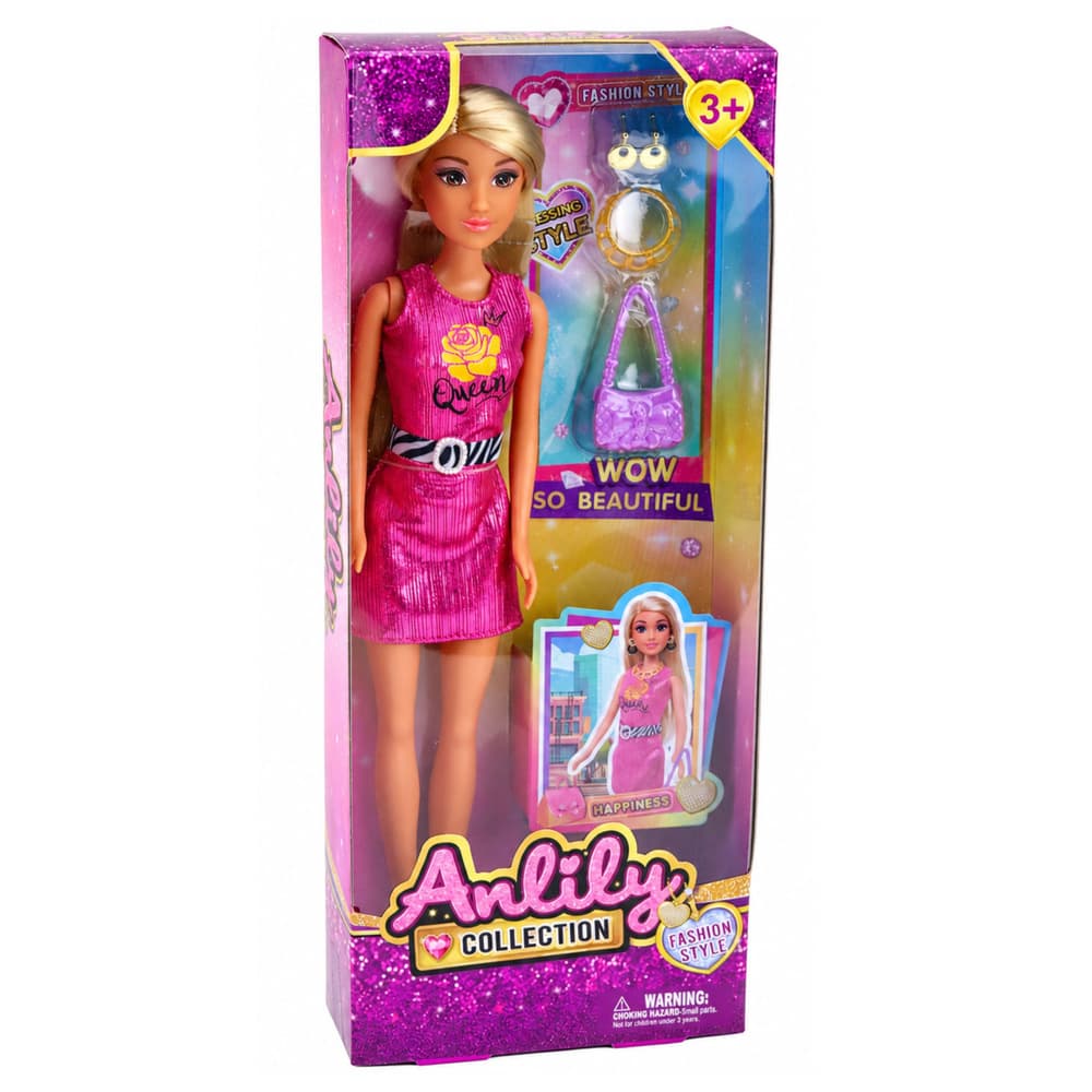 LEAN TOYS Lutka Anlily v roza obleki z dodatki 6
