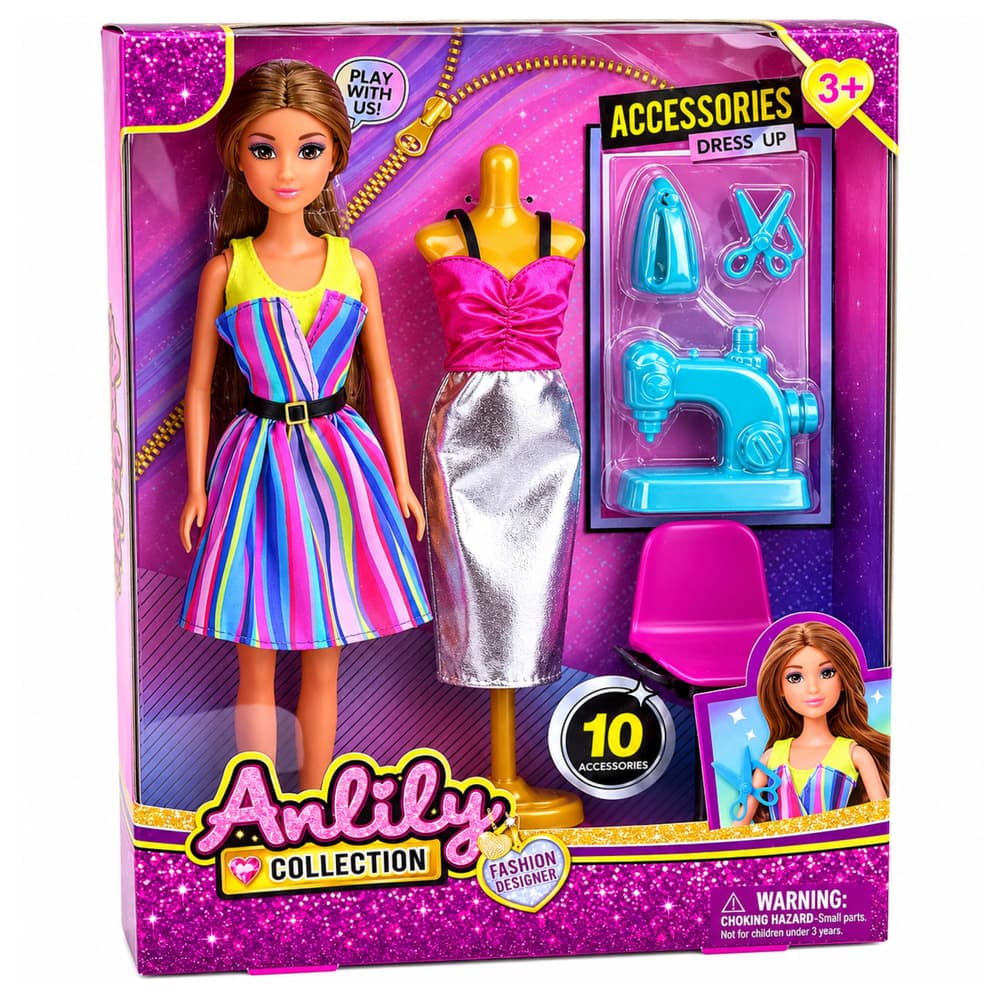LEAN TOYS Lutka Anlily Modna oblikovalka z dodatki 5