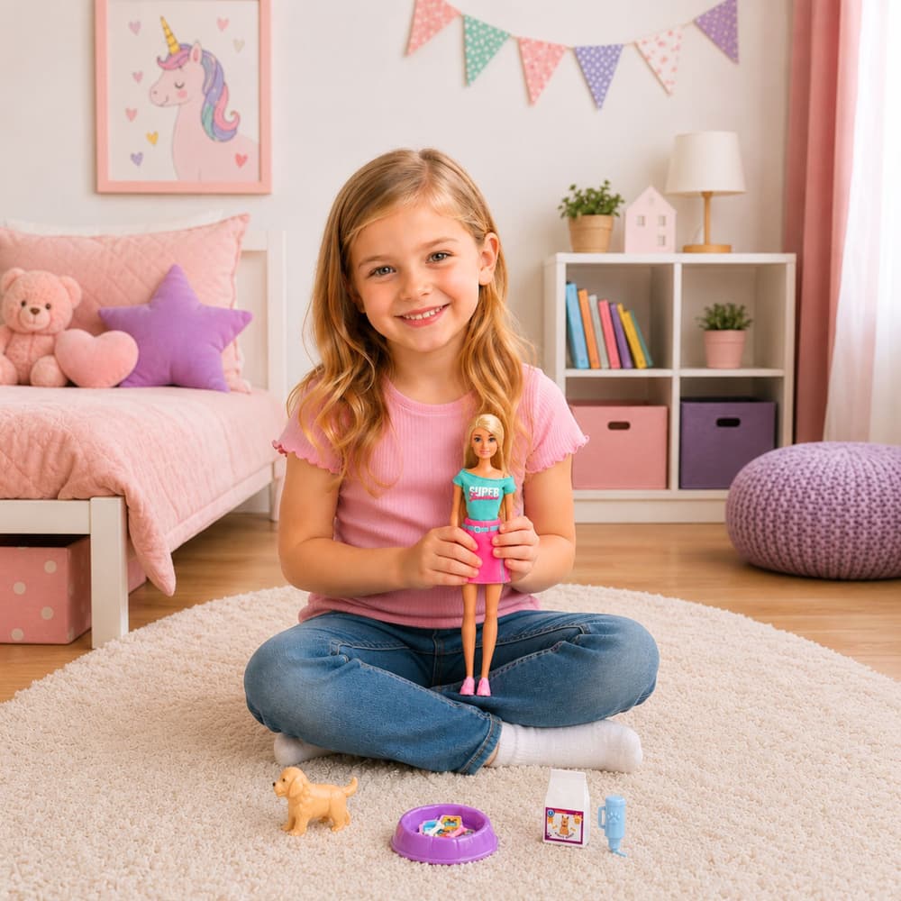 LEAN TOYS Lutka Anlily s psičkom in dodatki za nego 4