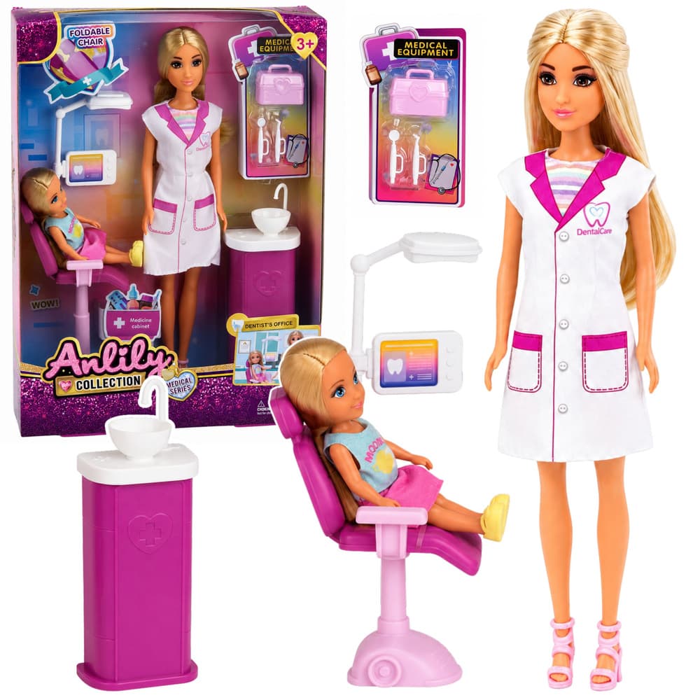 Lutka Anlily Zobozdravnica z opremo za zobozdravstvo, LEAN TOYS