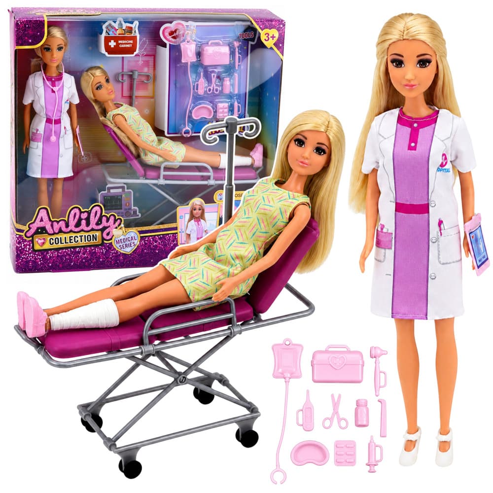 ANLILY lutka zdravnica s pacientko, bolniško posteljo, infuzijo in dodatki