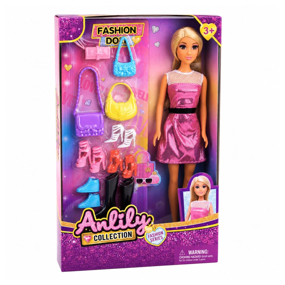 LEAN TOYS Lutka Anlily Modna v roza obleki z dodatki 5