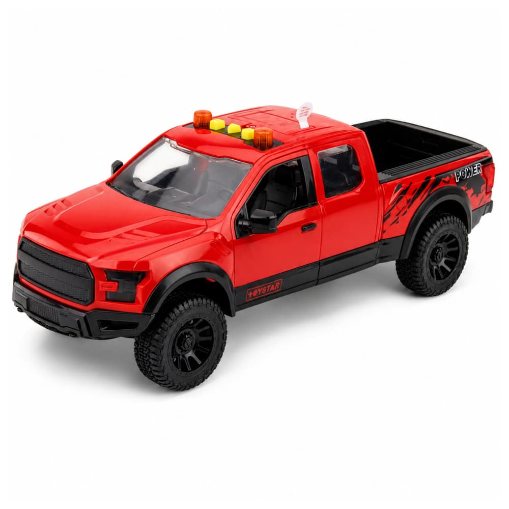 Pick-up LEAN TOYS 1:12, rdeč, z odpirajočimi vrati, lučmi in zvoki 2