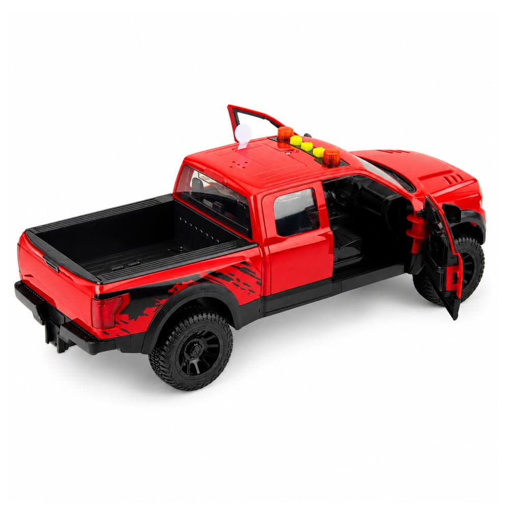 Pick-up LEAN TOYS 1:12, rdeč, z odpirajočimi vrati, lučmi in zvoki 3
