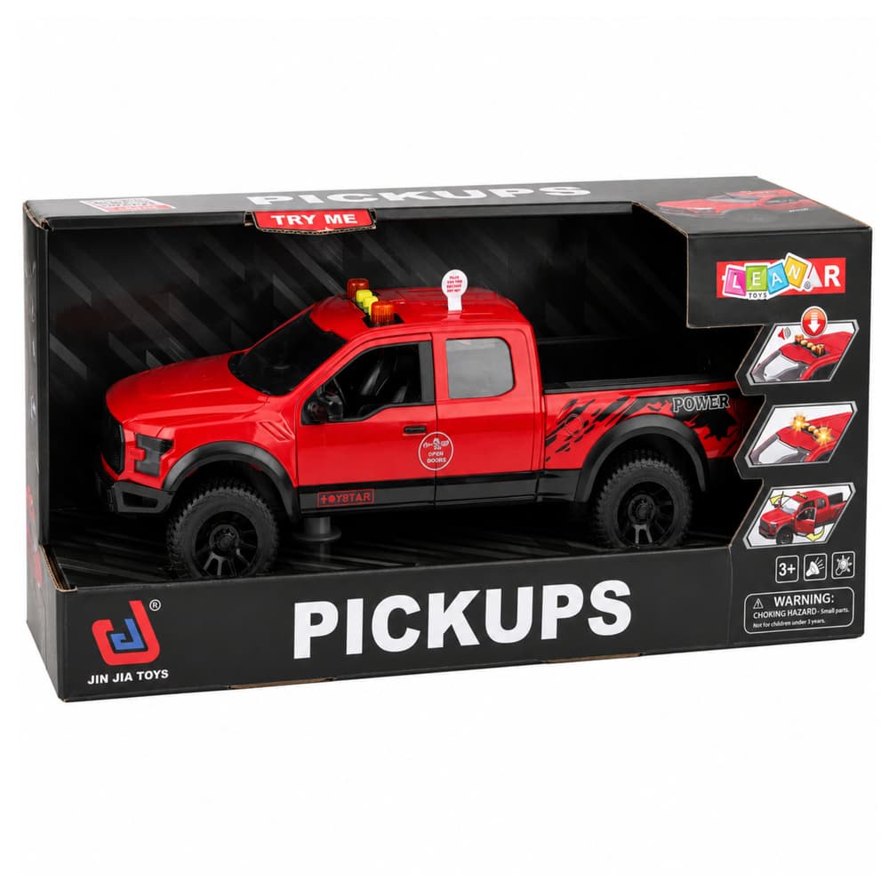 Pick-up LEAN TOYS 1:12, rdeč, z odpirajočimi vrati, lučmi in zvoki 5