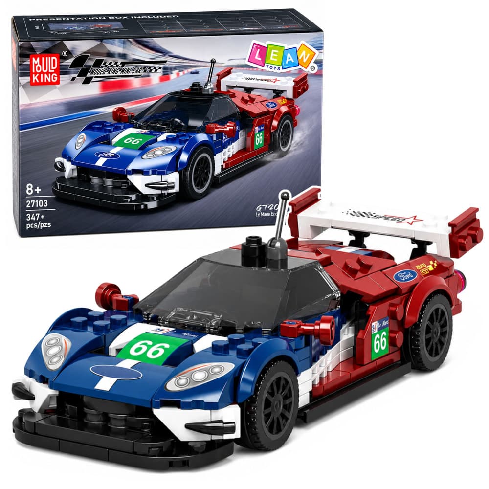 LEAN TOYS Konstrukcijski Kocki Športni Avto GT2016, Vitrina, 347 el.