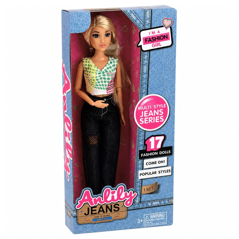 Modna lutka Anlily v jeansih, blond lasje, LEAN TOYS 5