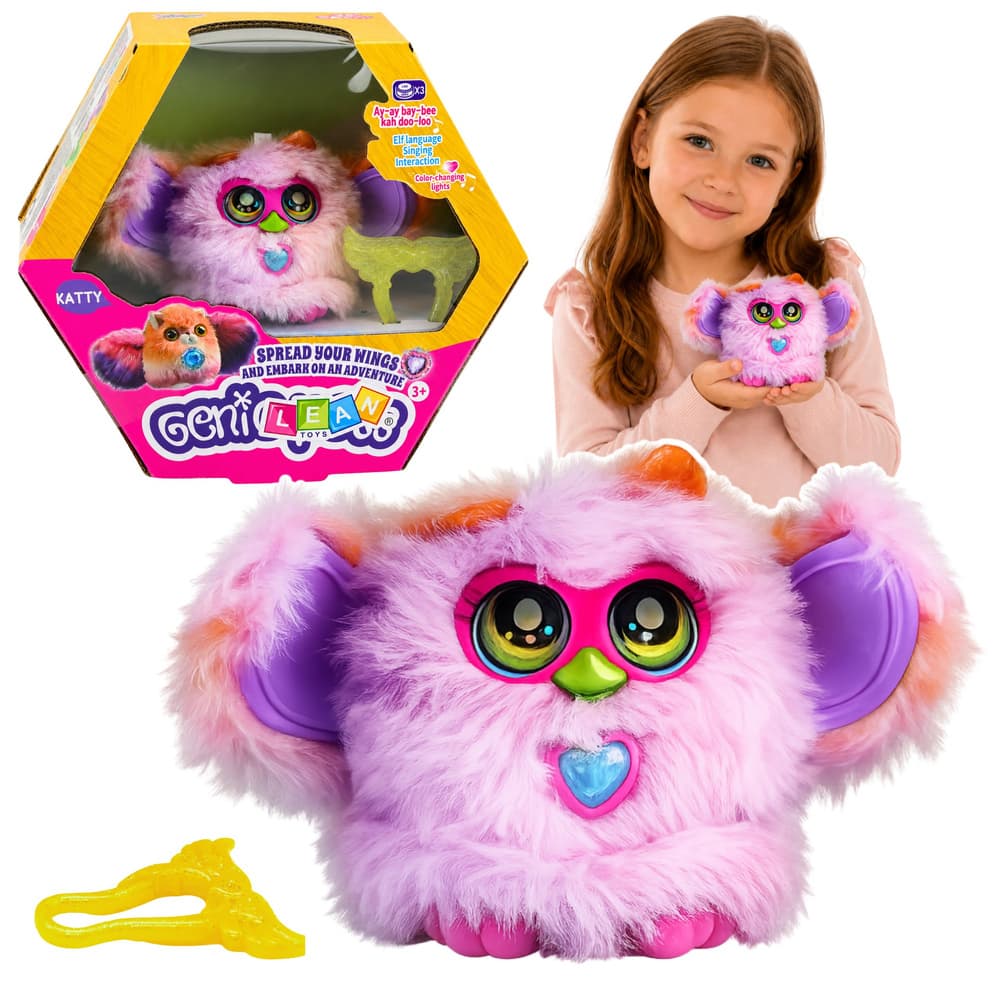 Interaktivni lik Genie Pets, svetleči, zvočni, z obeskom, vijolični