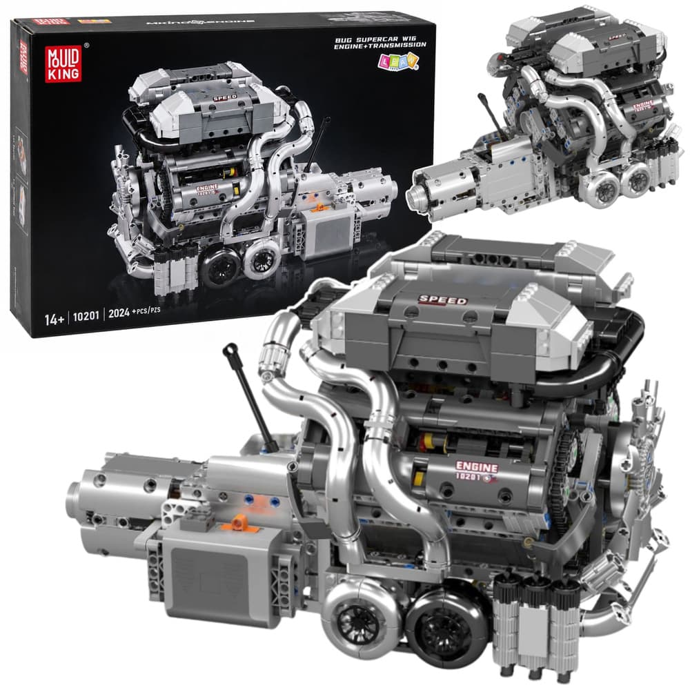 Gradbeni bloki LEAN TOYS - model motorja V8 s menjalnikom (2024 el.)