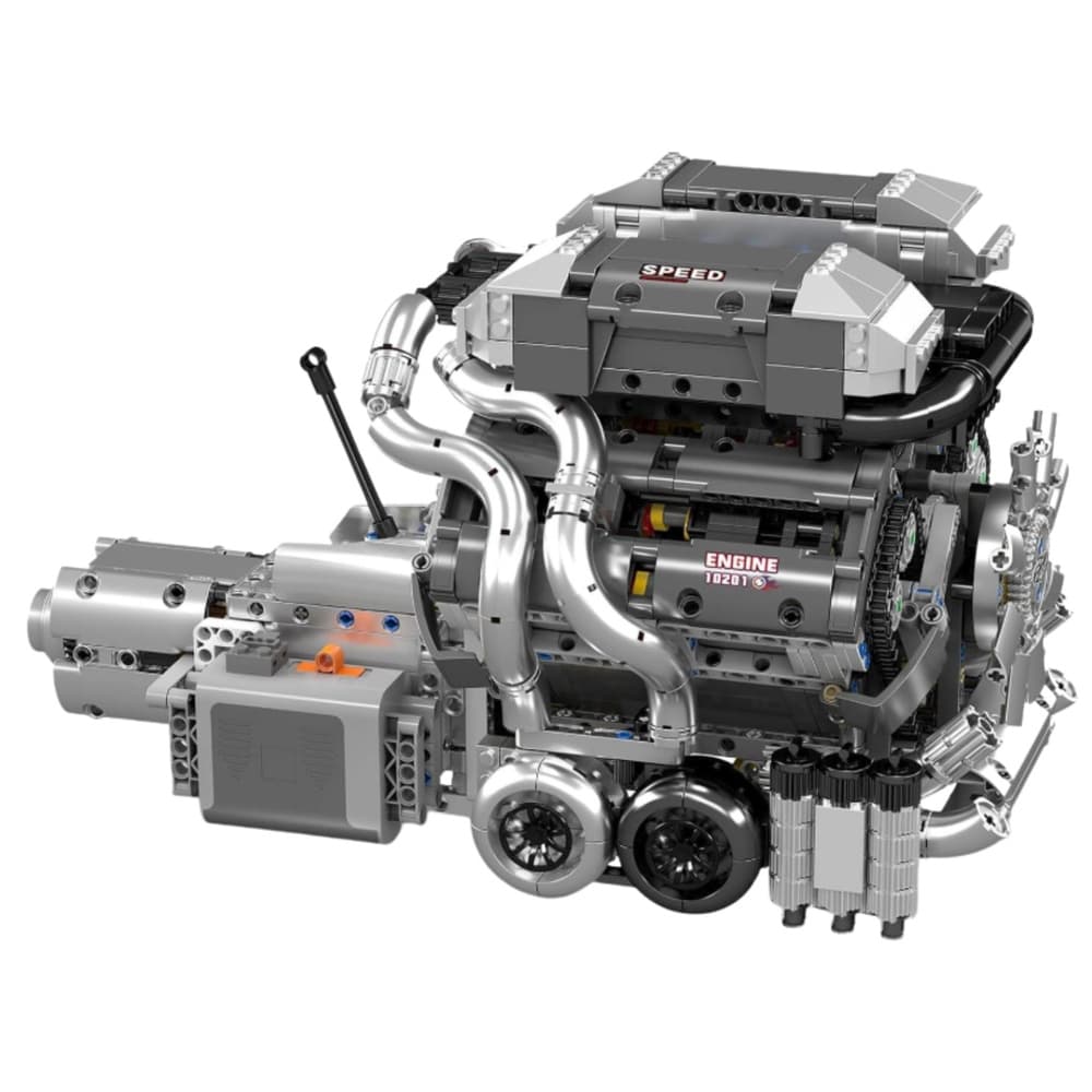 Gradbeni bloki LEAN TOYS - model motorja V8 s menjalnikom (2024 el.) 3