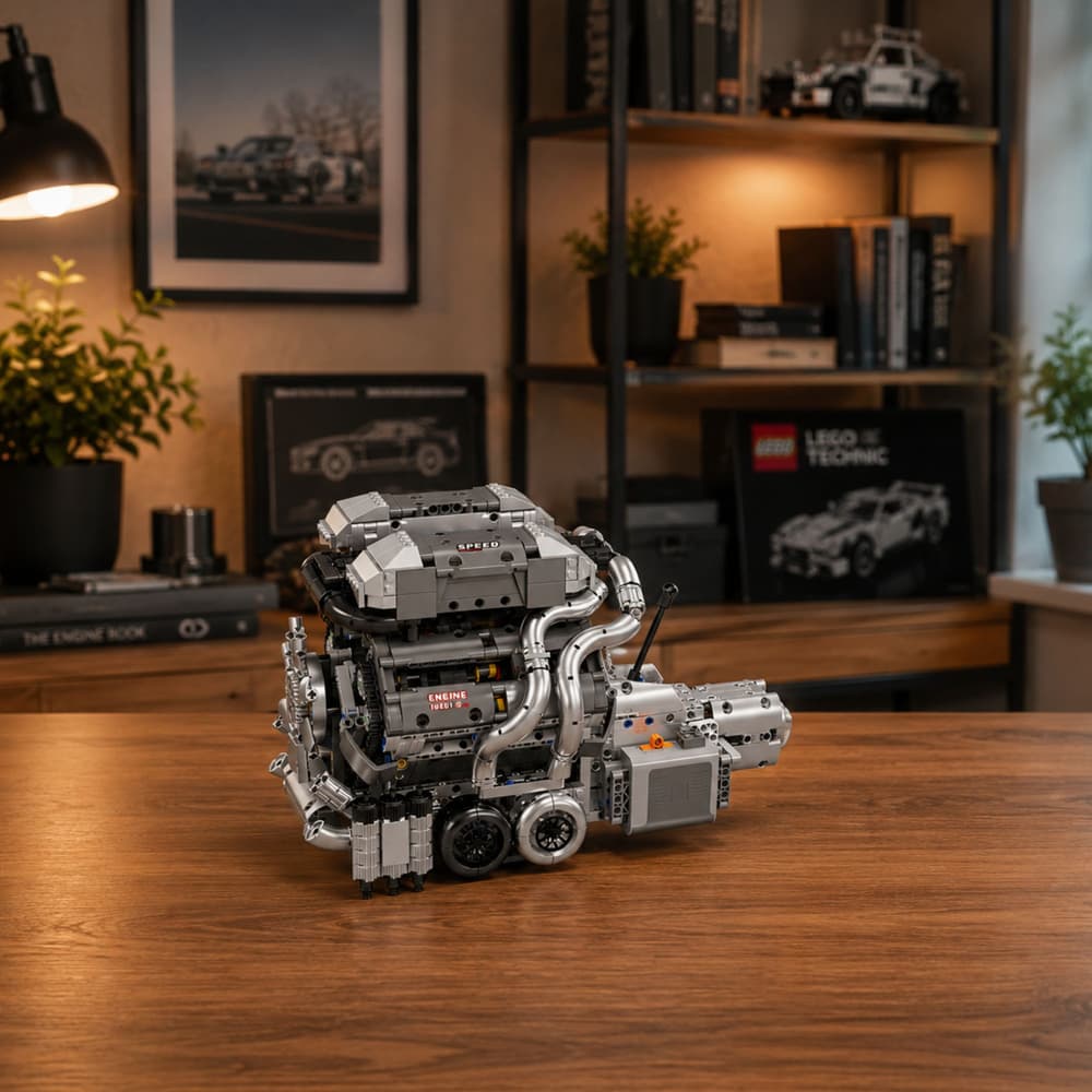 Gradbeni bloki LEAN TOYS - model motorja V8 s menjalnikom (2024 el.) 5