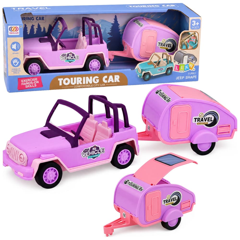 Terenski avto z roza kamperjem, zvočni efekti, LEAN TOYS