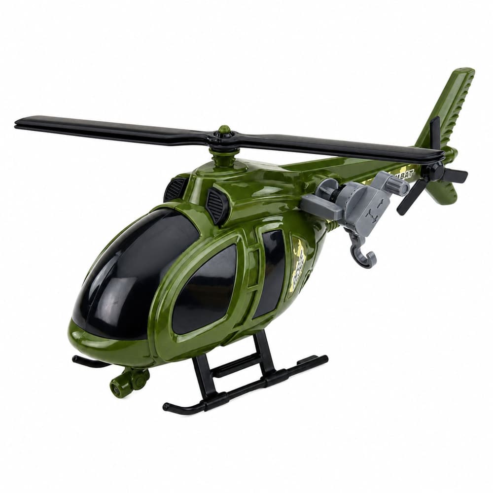 Vojaški helikopter z lučmi, zvoki in kljuko, zelene barve 2