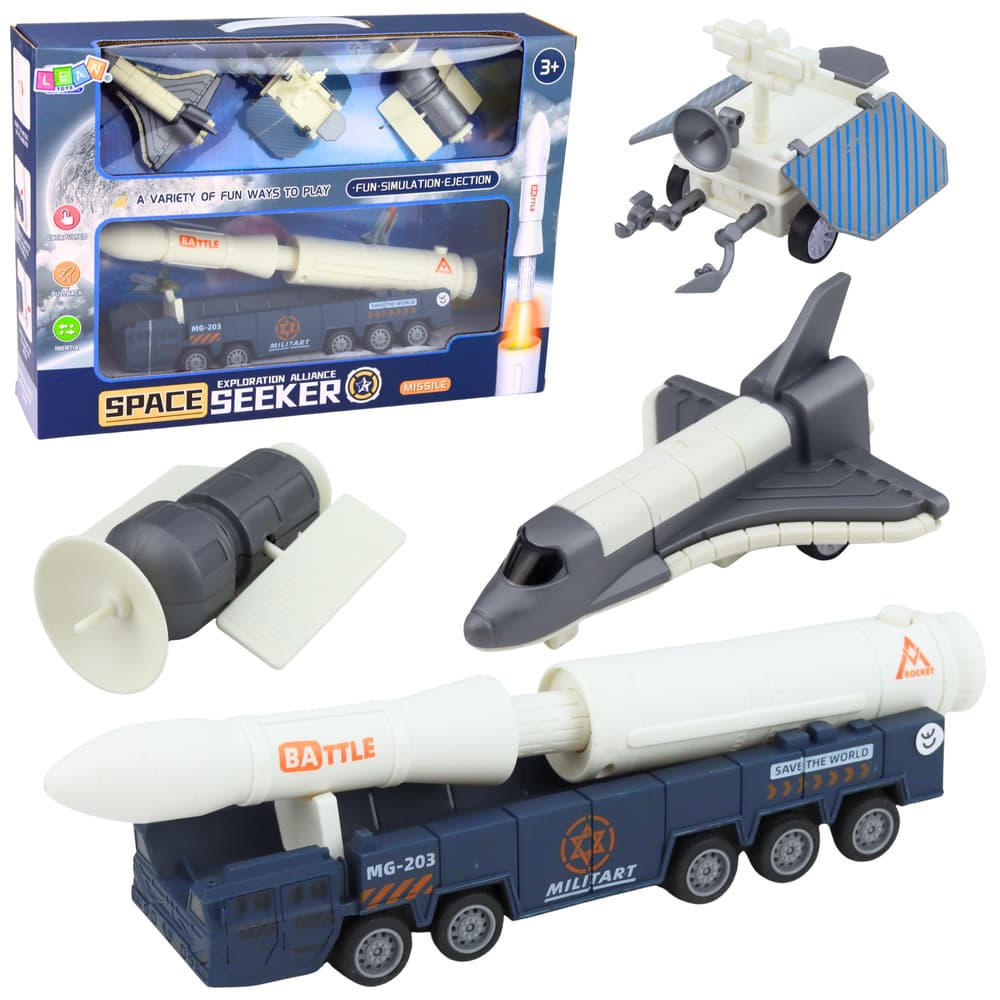 LEAN TOYS Vesoljski set: Raketa, rover, satelit, transportno vozilo