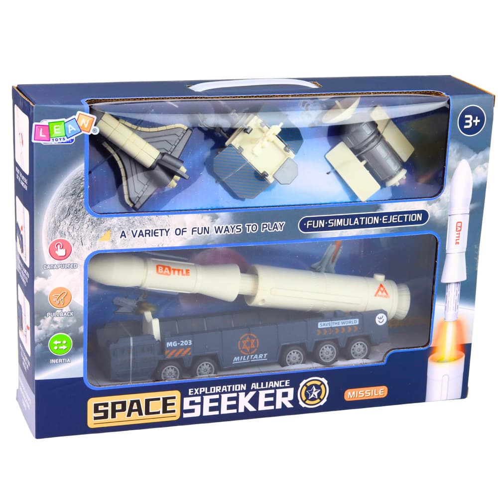 LEAN TOYS Vesoljski set: Raketa, rover, satelit, transportno vozilo 5