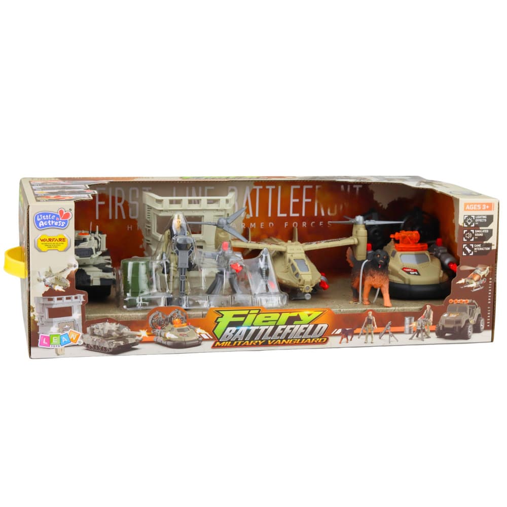 LEAN TOYS Vojni set: helikopter, tank, hovercraft, žoldnier, baza 4