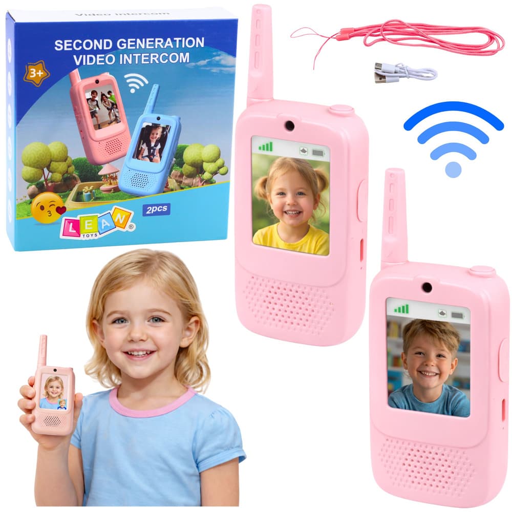 Otroške Krátkofalovke z Video Klicem, Kamero, Roza - LEAN TOYS