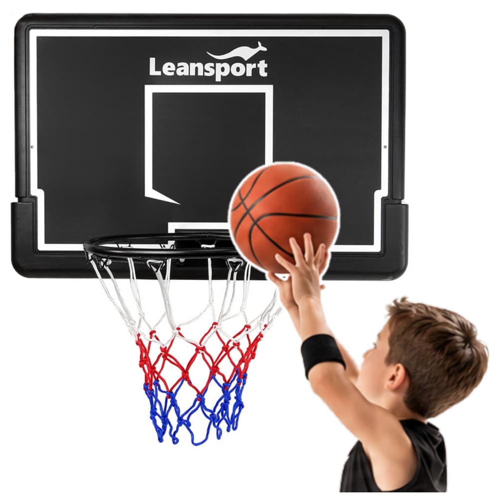 LEAN SPORT Košarkarski koš za obešanje s tablico (črn, 90 cm)