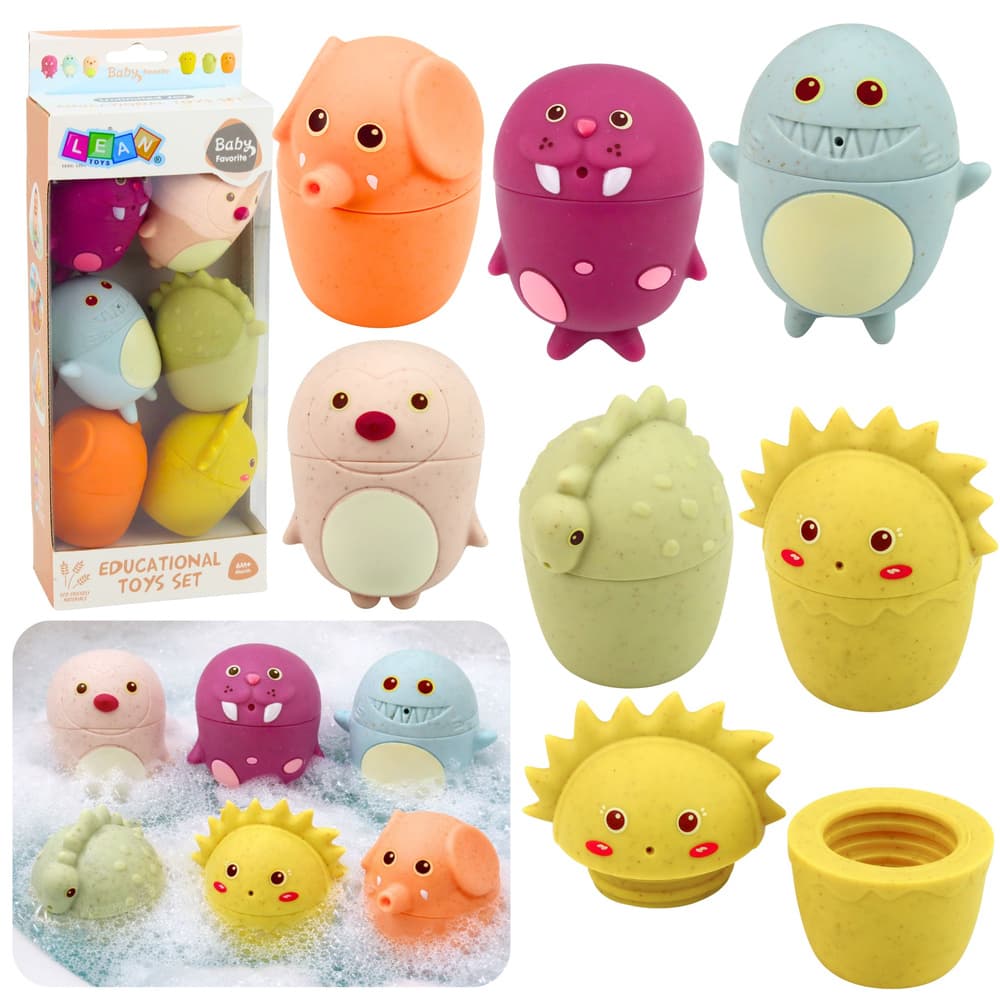 LEAN TOYS Gumijaste morske živali za kopanje, pastelne, 6 kosov