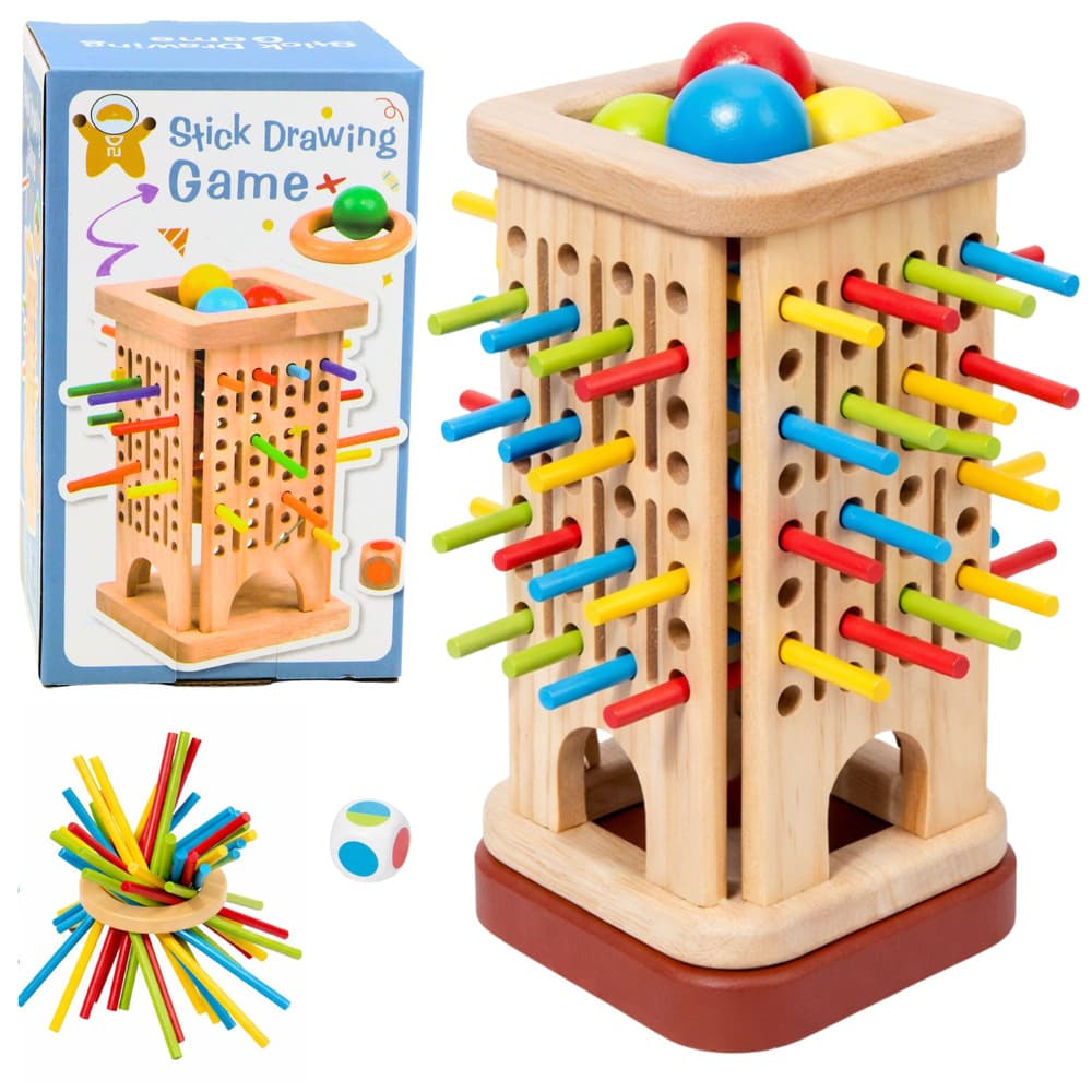 LEAN TOYS Lesena igra Žerjav - patke, kroglice, kocka, 37 el.
